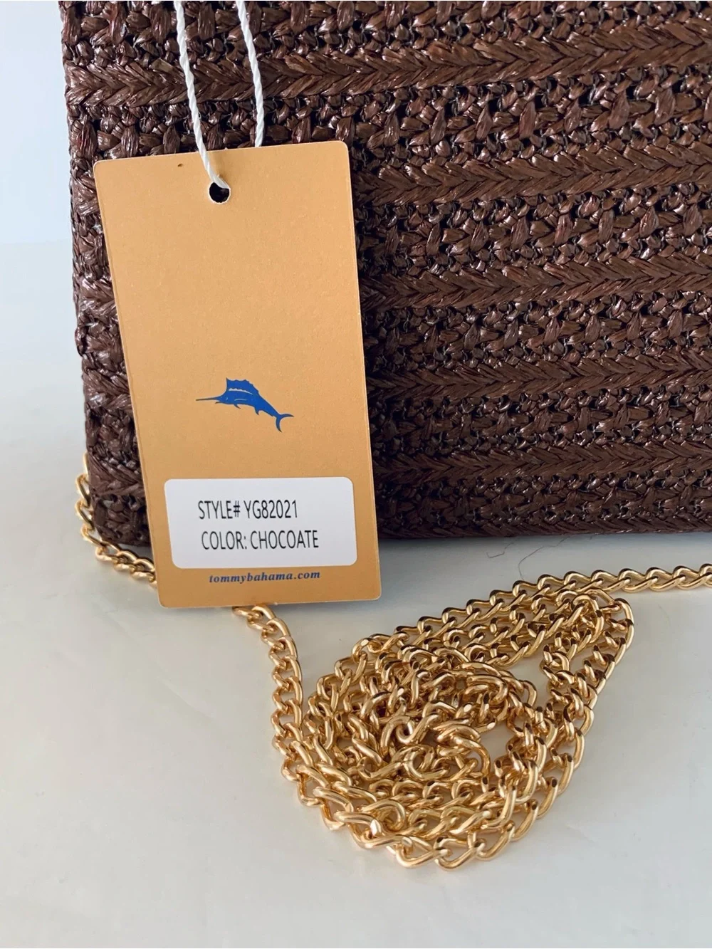 NEW Tommy Bahama Woven Raffia Bamboo Handle Mini Bag Gold-tone Horseshoe Bit NWT